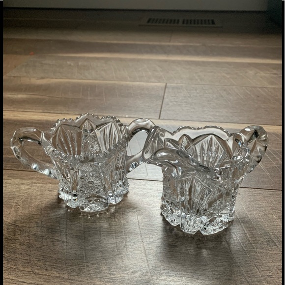 Antique Imperial Glass Nu-Cut #212 Open Sugar Bowl And Creamer Set c 1913 - Picture 9 of 9